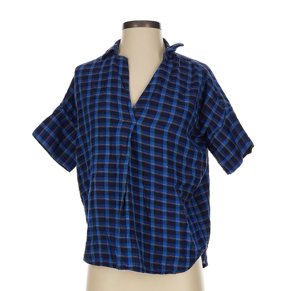 Madewell Blue Plaid Poplin Shirt